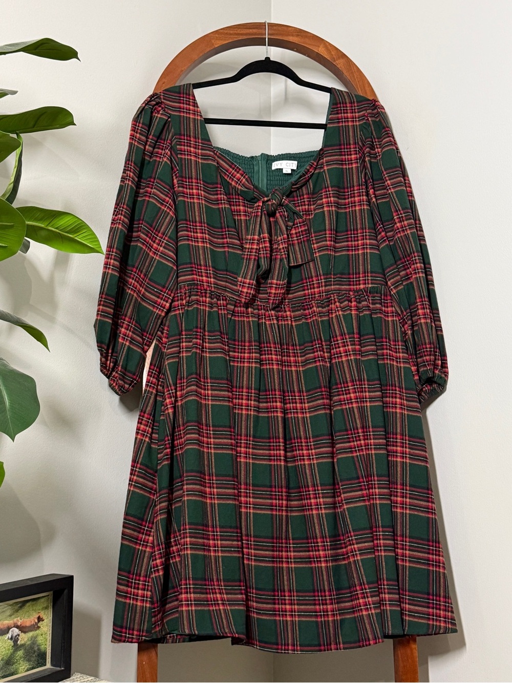 Ivy City XL Green Red Plaid Margo Dress Pockets